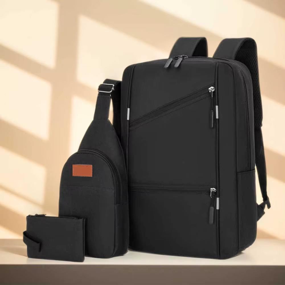 Комплект 3 в 1 (Рюкзак із USB Сумка Клатч) для щоденного використання Backpack сірий,чорний і синійП
